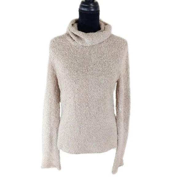 J.Crew Womens L Oatmeal Wool Mix Cowl Neck Flute Sleeves Sweater - Picture 4 of 6